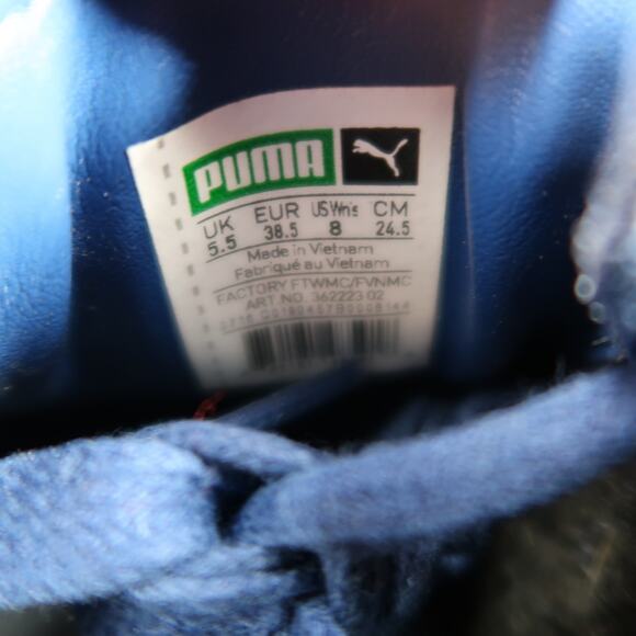 Puma Shoes Womens 8 Fashion Sneaker Lace Up Casual Platform Blue Leather Trainer - Picture 9 of 14